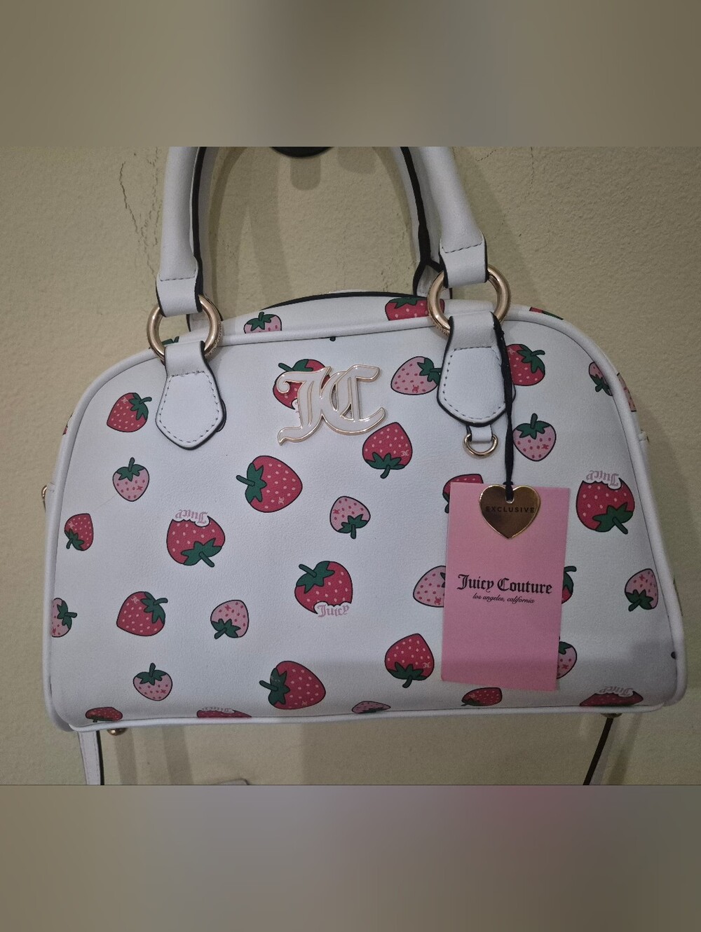 Juicy Couture White Strawberry Print Handbag